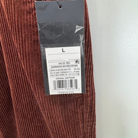 Mens Brown Corduroy Pants Size Large‎ Elastic Waist Casual Fall Streetwear - Picture 3 of 7